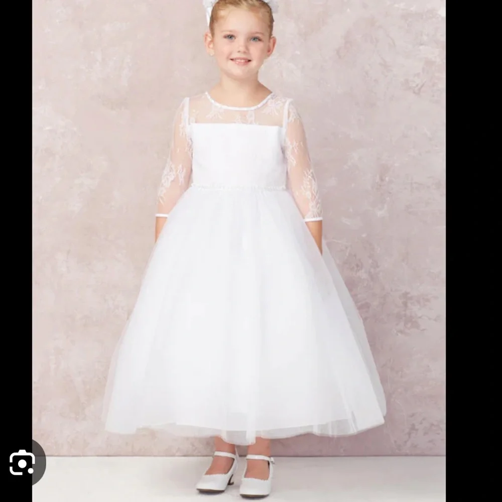 TipTop Girls White Formal Dress Tulle skirt Sz 10 wedding flowergirl homecoming - Picture 1 of 8